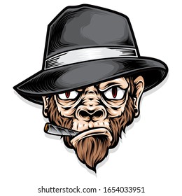 Gangster Monkey Head Vector Logo