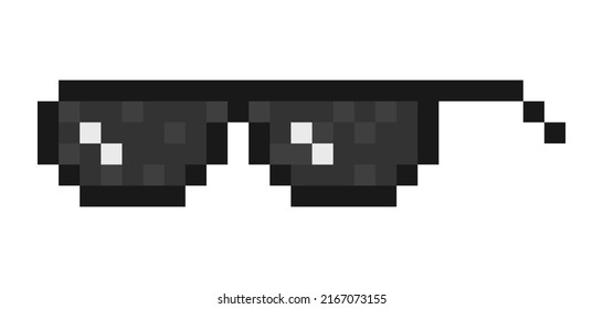 Gangster pixel sunglasses isolated on white background. Vector illustration.