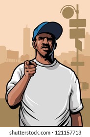 gangster pointing hand wear editable blank shirt