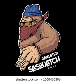 gangster sasquatch vector illustration for your company or brand