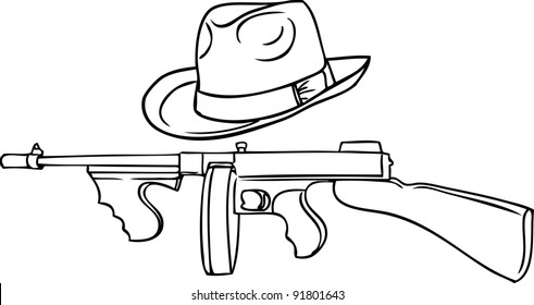 gangster set - automatic Thompson and Theodore hat