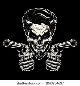 Gangster Skeleton Pointing Guns Stock Vector (Royalty Free) 1043934637 ...