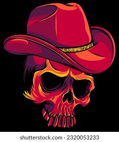 gangster skull head on black background vector illustration design style