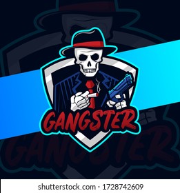 Skull Mobster Gun Mascot Esport Logo Stock Vector (Royalty Free ...