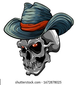 Gangster skull tattoo. Death head with cigar and hat vector