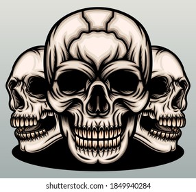 Gangster skulls illustration. Premium vector