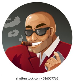 Gangster smoking a cigar