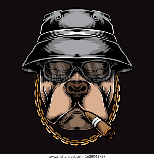 gangster smoking pitbull\
vector logo