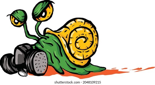 Gangster Snail vector snail-shaped character with shell 