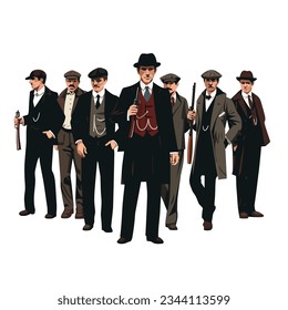 gangster style group of men A group of men in Peaky isolated