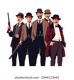 gangster style group of men A group of men in Peaky isolated