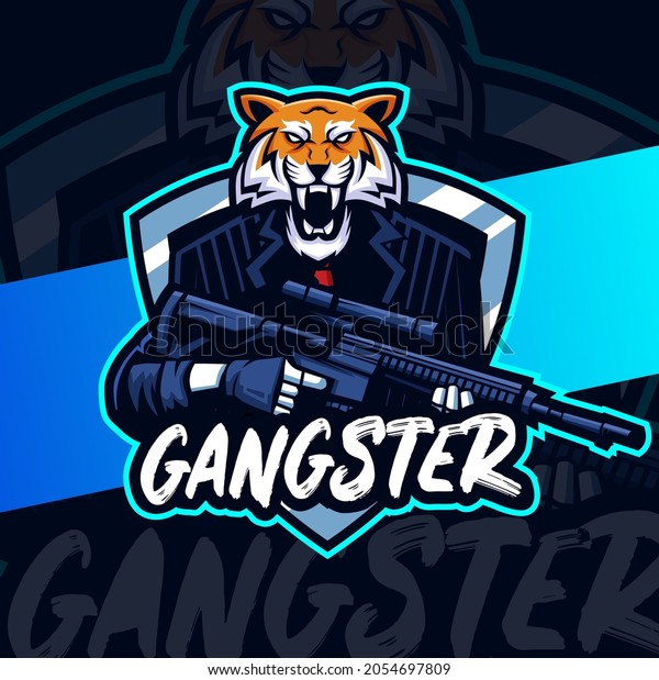 Gangster Tiger Character Mascot Design Gun Stock Vector (Royalty Free ...