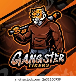 Gangster tiger esport mascot logo design