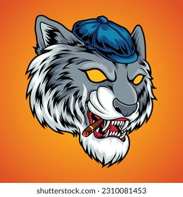 Gangster tiger head cartoon illustration