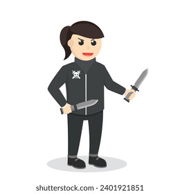 Gangster woman With double Knife