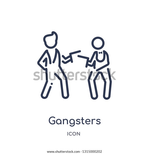 gangsters icon from people\
outline collection. Thin line gangsters icon isolated on white\
background.