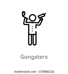 gangsters vector line icon. Simple element illustration. gangsters outline icon from people concept. Can be used for web and mobile