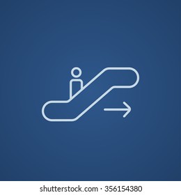 Gangway of the plane line icon for web, mobile and infographics. Vector light blue icon isolated on blue background.