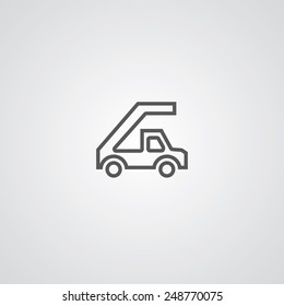 gangway to the plane outline thin symbol, dark on white background, logo editable, creative template 