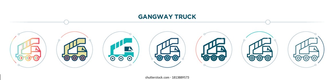 gangway truck icon designed in gradient, filled, two color, thin line and outline style. vector illustration of gangway truck vector icons. can be used for mobile, ui, web

