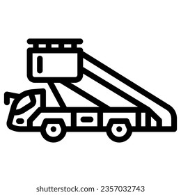Gangway truck line icon, airlines concept, gangway to plane vector sign on white background, gangway truck outline style for mobile concept and web design. Vector graphics