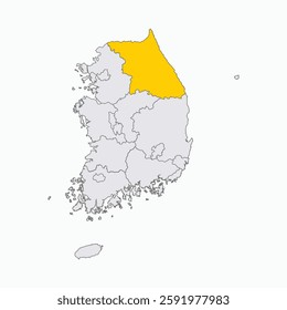 Gangwon Region highlighted on South Korea map