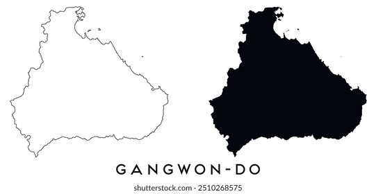 Contorno do mapa de Gangwon-do e vetor de silhueta preta