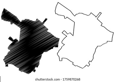 Ganja City (Republic of Azerbaijan) map vector illustration, scribble sketch City of Elisabethpol or Kirovabad map