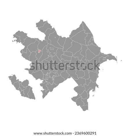 Ganja district map, administrative division of Azerbaijan.