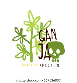Ganja label original design, logo graphic template