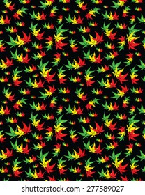 Ganja Leaves Seamless Pattern. Vector Illustration.