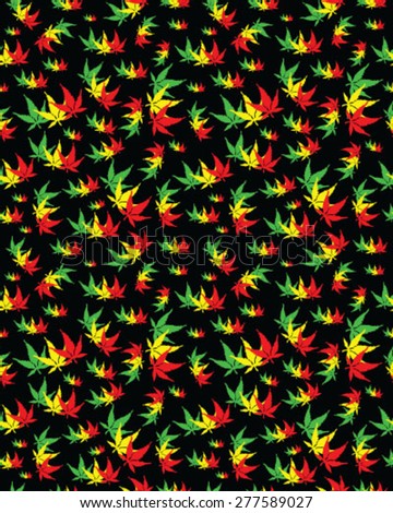 Ganja Leaves Seamless Pattern. Vector Illustration.