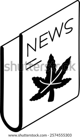 Ganja or Marihuana blog isometric vector icon,Cannabis and marijuana symbol, cannabinoids sign, healthcare Herb illustration, hasheesh news and Journal concept