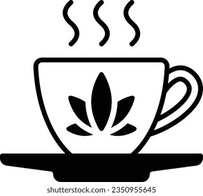 Ganja-Tee oder Entkoktion, Vektorsymbol-Design, Cannabis- und Marihuana-Symbol, Thc- und cbd-Zeichen, Stockillustration von Kräuterarzneimitteln, Unkrauttee oder Cannabis-infundiertes Getränk-Konzept