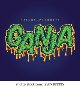 Ganja typeface with goo cannabis buds letter illustrations vector illustrations for your work logo, merchandise t-shirt, stickers and label designs, poster, greeting cards advertising business company