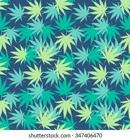 Ganja Weed Marijuana Seamless Vector Pattern