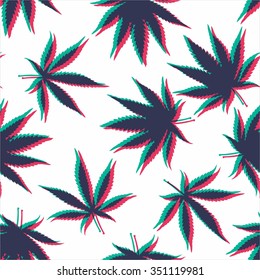 Ganja Weed Marijuana Seamless Vector Pattern Background