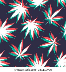 Ganja Weed Marijuana Seamless Vector Pattern Background