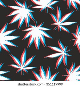 Ganja Weed Marijuana Seamless Vector Pattern Background