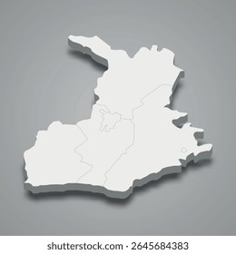 Mapa isométrico 3d de Ganja-Dashkasan é uma região econômica do Azerbaijão, ilustração vetorial