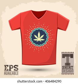 Ganjah emblem vector t-shirt print template, Ganjah it is a term used by Rastafarians to call marijuana