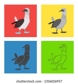 Gannet color flat, simple, line, black and white concept icons set