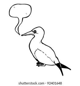 gannet illustration with speech bubble