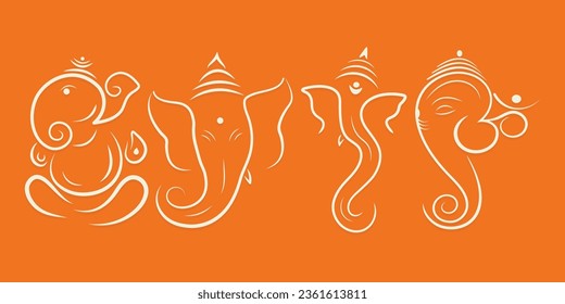 ganpati line art set. Decoration for Indian Hindu Auspicious Occasion, ganesh chaturthi special vector, editable design. poster, card, home decor.