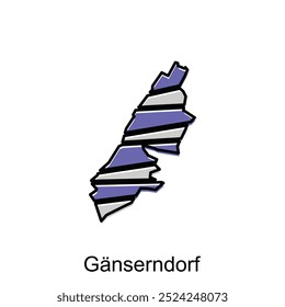 Mapa de Ganserndorf. mapa vetorial do País Austríaco com design geométrico. Bordas de para o seu infográfico. Modelo de design de ilustração vetorial