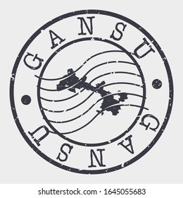 Gansu China Stamp Postal. A Map Silhouette Seal. Passport Round Design. Vector Icon Design Retro Travel.