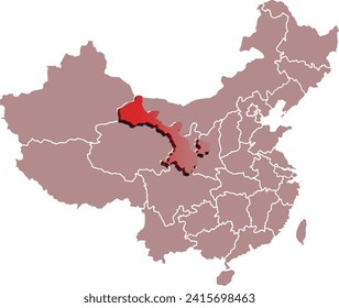 GANSU map CHINA 3d map