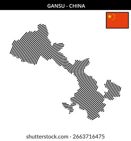 Gansu province illustrated with a unique map and flag