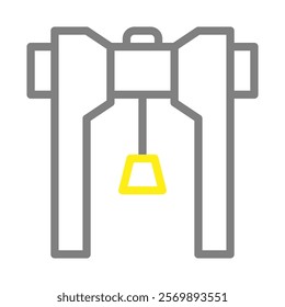 Gantry crane icon. Concept of lifting, loading, and logistics.