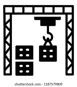 A gantry crane with the loading boxes used for lifting goods